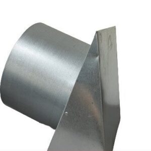 10" Silver Metal Sidewall Cap With 5" Long Collar, Screen and Damper