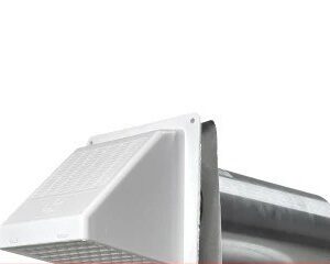 4" White Plastic Sidewall Cap With 11" Long Collar, Screen and Damper