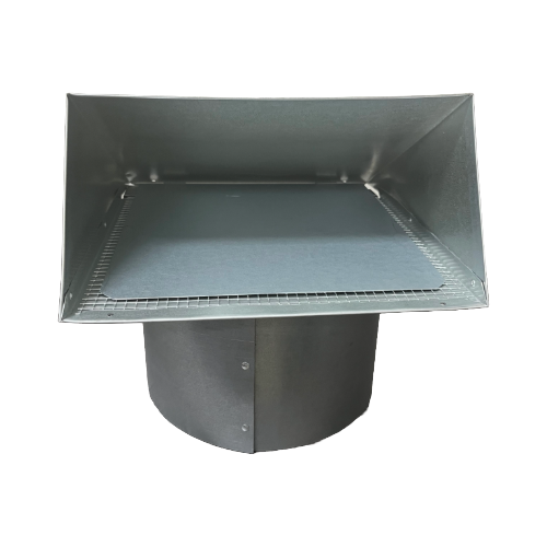 6" Silver Metal Sidewall Cap With 5" Long Collar, Screen and Damper - Image 3