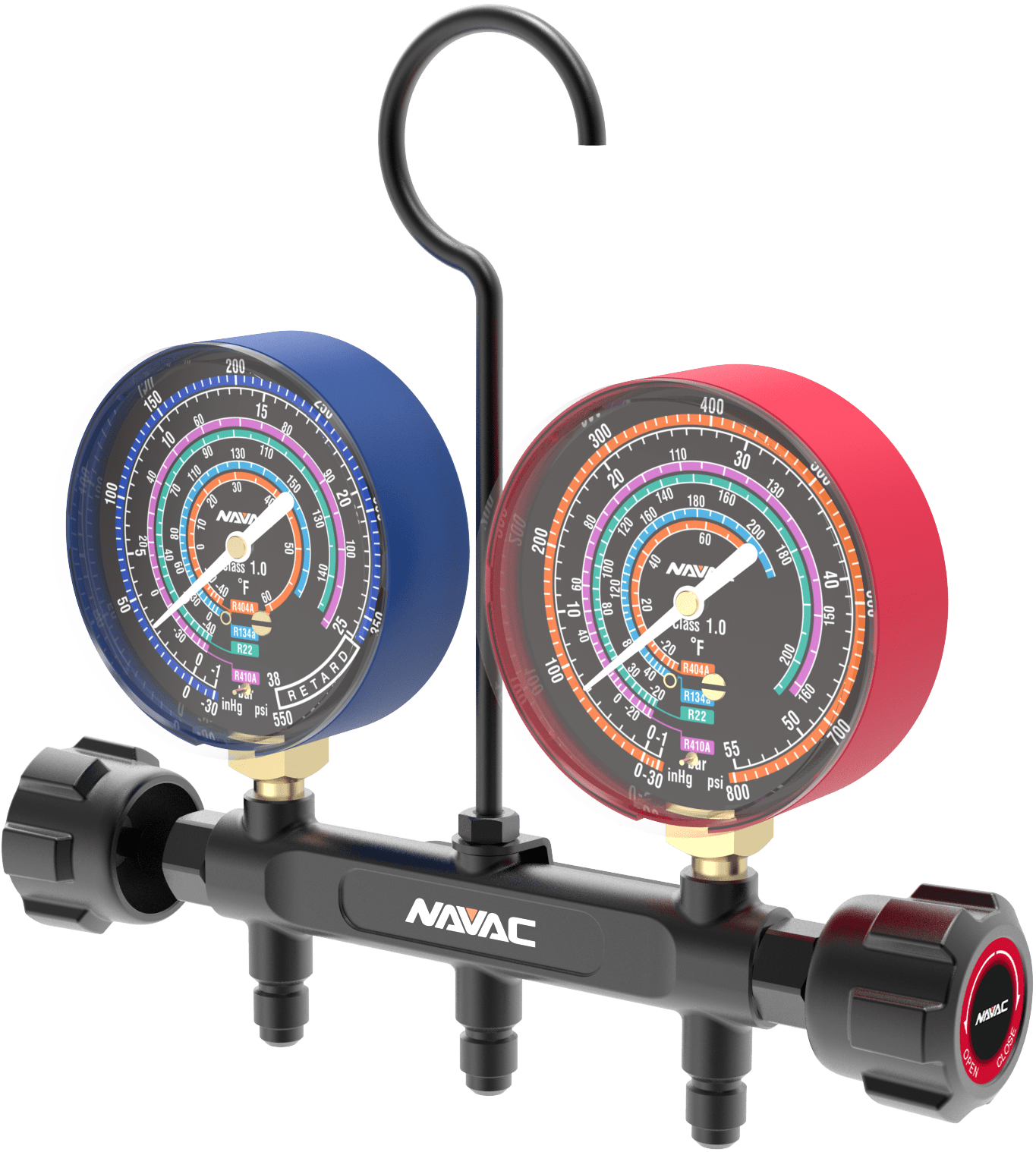 Pro Series Manifold Gauge, 3-1/8" OD, Brass Body, A2L, R454B/32/410A/22