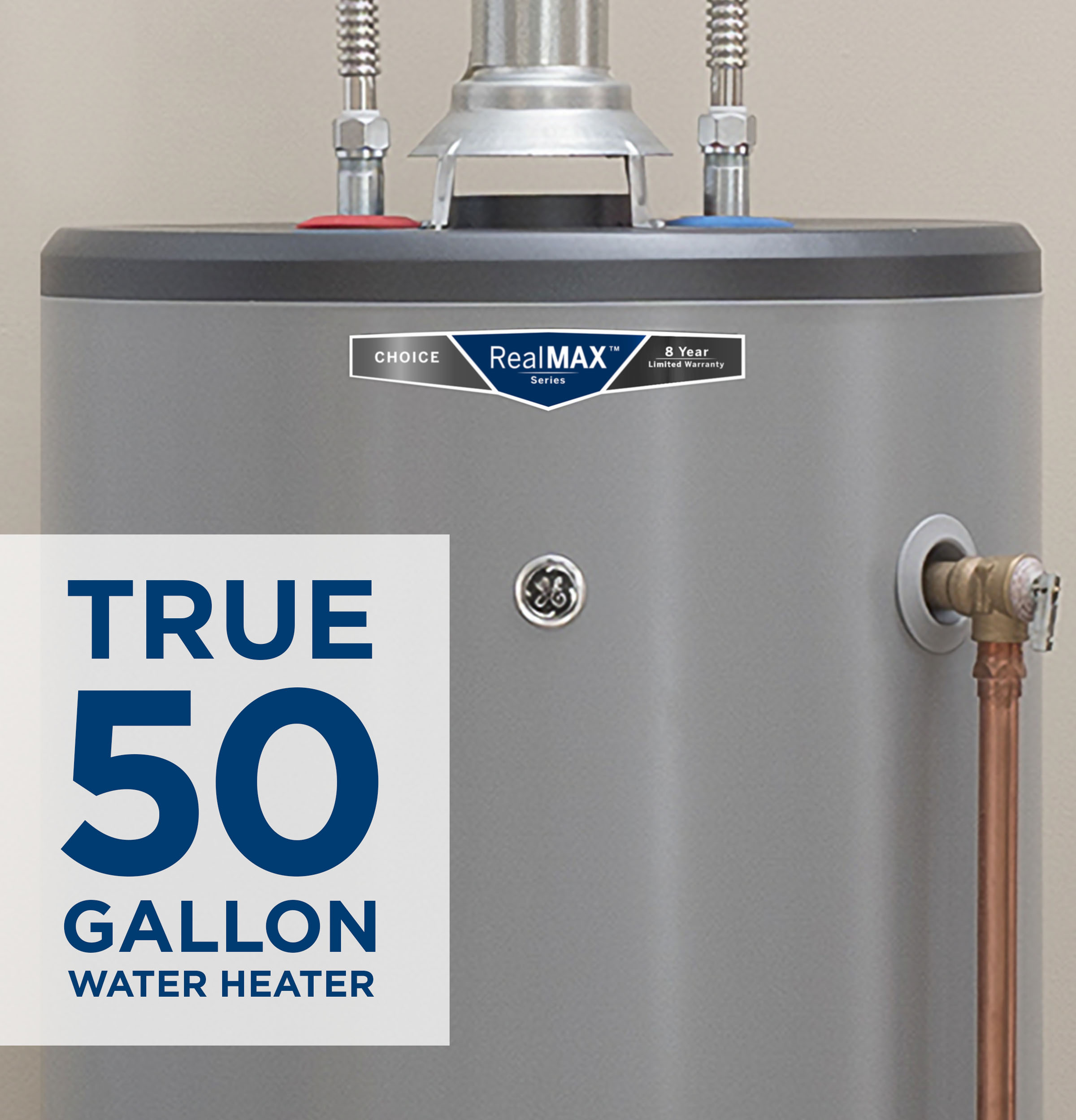 GE RealMAX Choice 50-Gallon Tall Natural Gas Atmospheric Water Heater - Image 9